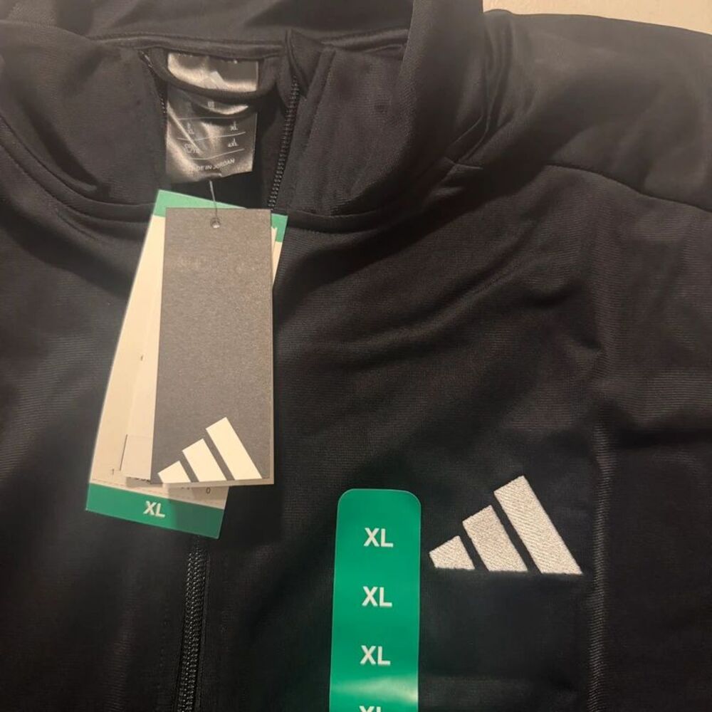 NWT XL Adidas Men's Tricot Full Zip Track Black Jacket